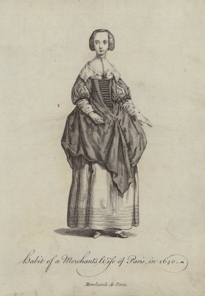 Traje de la Esposa de un Comerciante de París en 1640 de English School